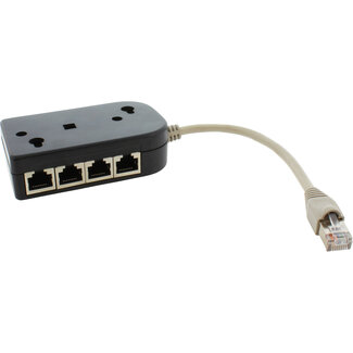 InLine InLine® ISDN-verdeler, 8x RJ45-bussen, afsluitweerstanden, zwart, 15 cm