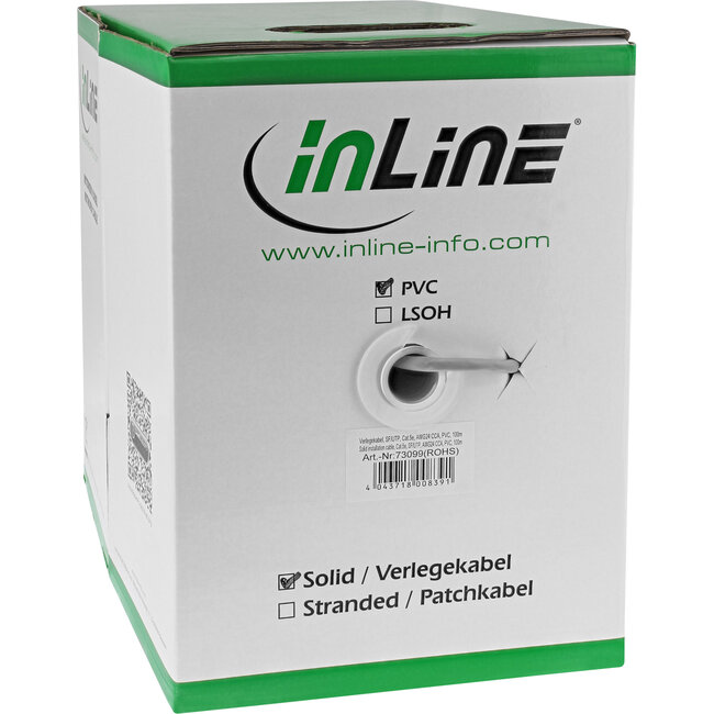 InLine® Installatiekabel, SF/UTP, Cat.5e, AWG24 CCA, PVC, 500m