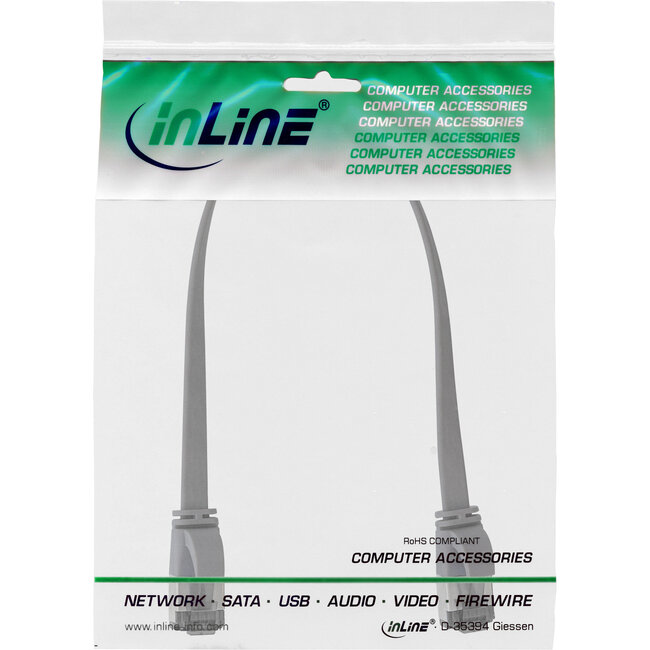 InLine® Patchkabel plat, U/FTP, Cat.8.1, TPE halogeenvrij, grijs, 0,3m