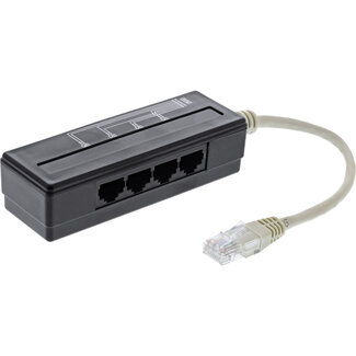 InLine InLine® 4-fach Telefon Port Splitter, RJ45 Stecker an 4x RJ45 Buchse, 0,15m