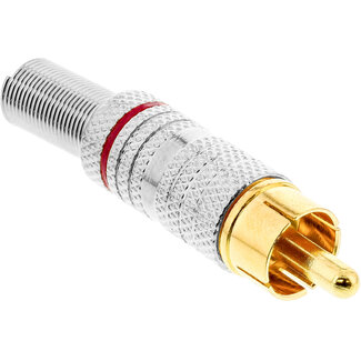 InLine InLine® RCA-stekker soldeerversie, zilver metaal, rode ring, voor 6 mm kabel