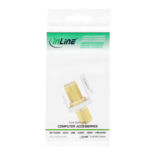 InLine® Keystone installatieadapter, voor satellietkabel, 2x F-stekker, wit