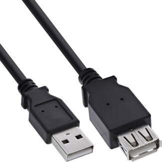 InLine InLine® USB 2.0-verlengkabel, stekker/contactdoos, type A, zwart, 2m