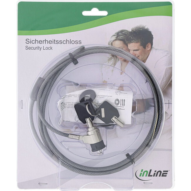 InLine® Notebook veiligheidsslot, met sleutel, 4,4mm x 2m