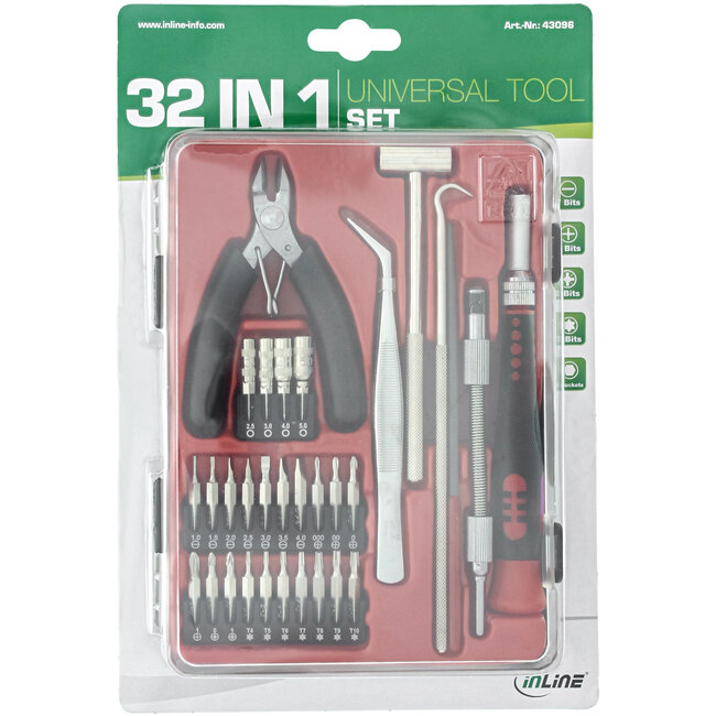 InLine® Universele gereedschapsset 32in1, voor precisiewerk