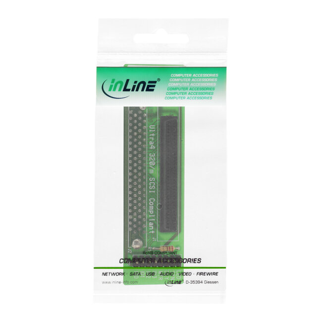 InLine® SCSI-SCA U320 adapter, 80-pin female naar 68-pin mini Sub D female