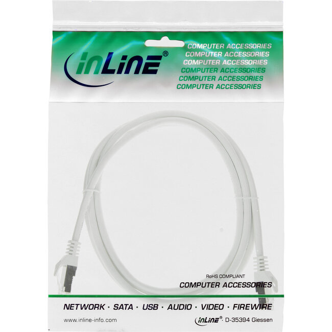InLine® Patchkabel, SF/UTP, Cat.5e, wit, 0,5m