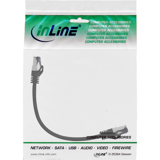 InLine® Patchkabel, S/FTP (PiMf), Cat.8.1, 2000MHz, halogeenvrij, zwart, 0,3m