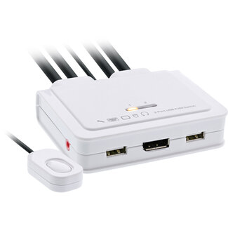 InLine InLine® 2-Poorts Kabel KVM-switch, USB-C naar DisplayPort 1.2, 4K, audio