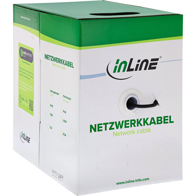 InLine® Patchkabel Cat.5e, zwart, SF/UTP, AWG26, PVC, 100m