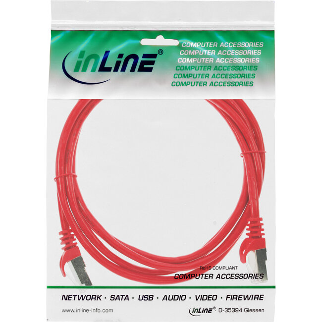 InLine® Patchkabel, SF/UTP, Cat.5e, rood, 0,5m