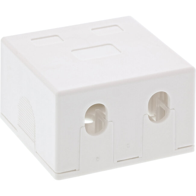 InLine® Opbouw aansluitdoos voor 2x Keystone RJ45 female, wit