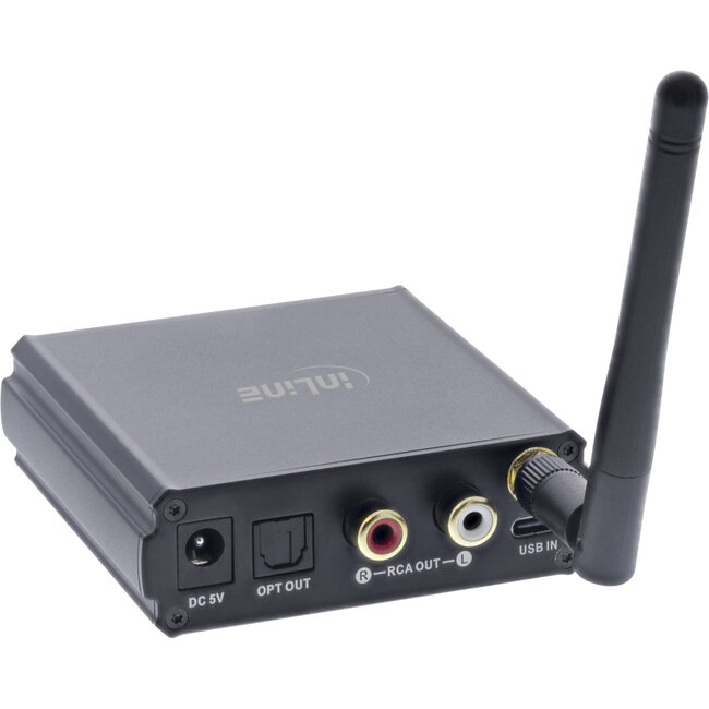 InLine® Bluetooth 5.1 HiFi-ontvanger & USB DAC, met LCD-scherm