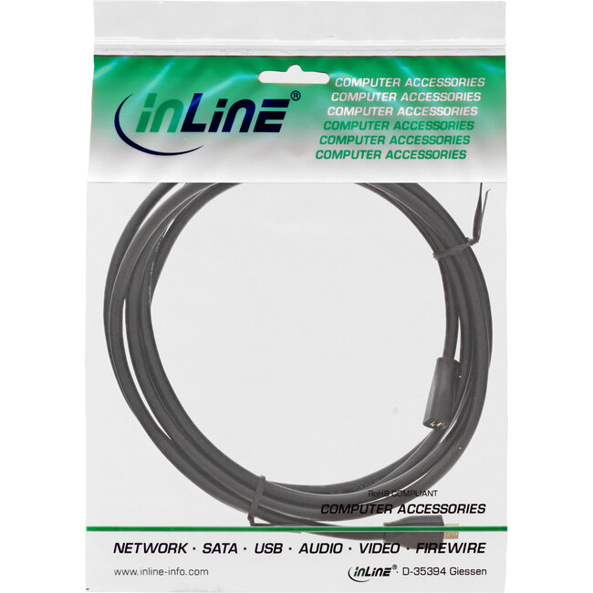 InLine® micro-USB-kabel, USB 2.0 Micro-B (M)/(F),zwart,vergulde contacten,1,5m