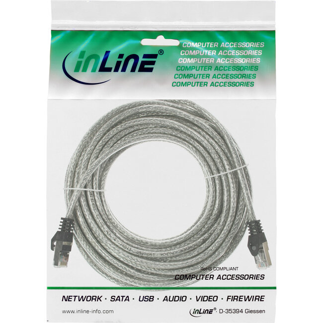 InLine® Patchkabel, SF/UTP, Cat.5e, transparant, 10m