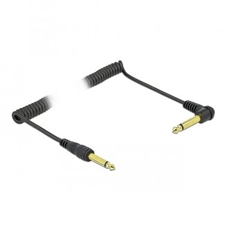 DeLOCK 6,35mm Jack spiraalkabel | haaks-recht | mono | verguld | 2 meter