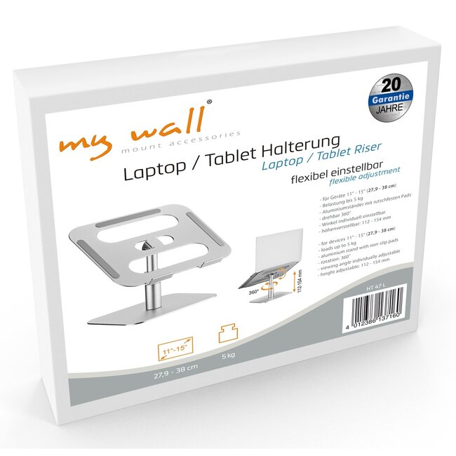 My Wall notebookstandaard | draaibaar en kantelbaar | aluminium