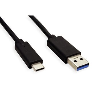 Roline USB-C - USB-A kabel | USB3.0 5 Gbps | 15W | TPE-LSZH | zwart | 0,50 meter