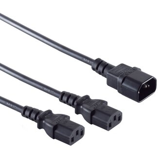 S-Impuls 2x C13 - C14 Y-stroomkabel | 1m + 2x 0,80m | 3x 1,00mm | zwart | 1,8 meter