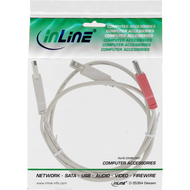 InLine® USB 2.0 Y-kabel, 2x male A naar male B, 1m
