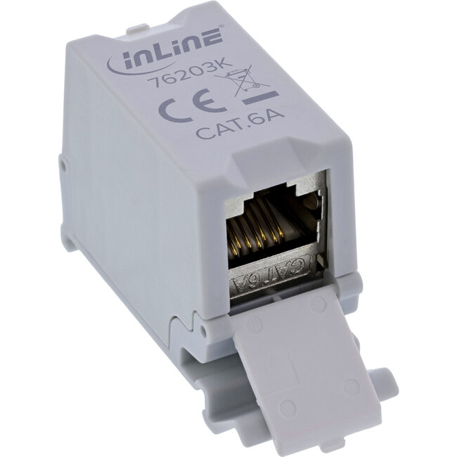 InLine® Cat.6A RJ45-dubbele koppeling voor DIN-rail