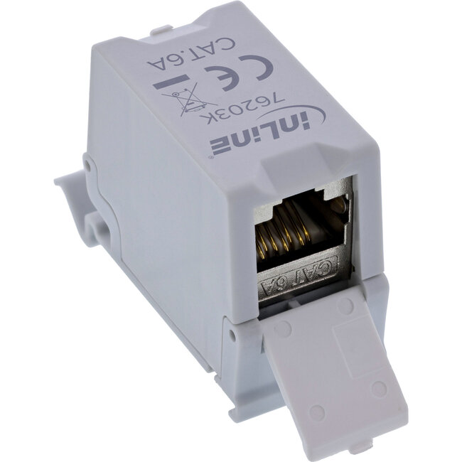 InLine® Cat.6A RJ45-dubbele koppeling voor DIN-rail