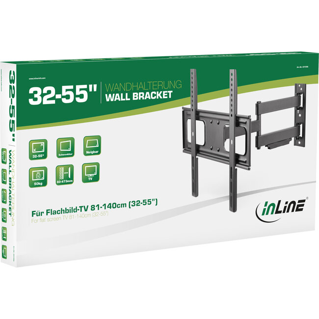 InLine® muurbeugel, voor scherm 81-140cm (32-55"), max. 50kg