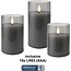 Goobay Set of 3 LED Real Wax Candles in Glass, Grey-Transparent, incl. 10x AAA (LR03)