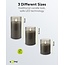 Goobay Set of 3 LED Real Wax Candles in Glass, Grey-Transparent, incl. 10x AAA (LR03)