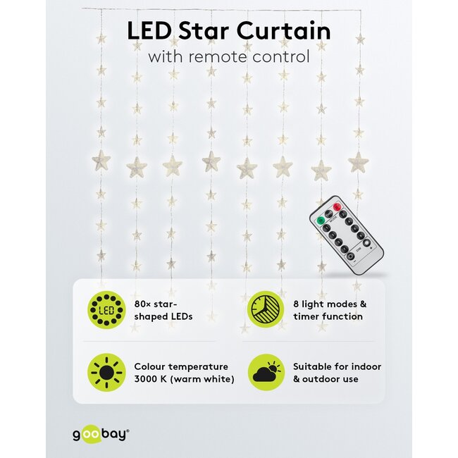 Goobay Star Curtain with 80 LEDs