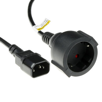 S-Impuls C14 - CEE 7/3 stroomkabel voor UPS/PDU | 3x 1,00mm | zwart | 0,20 meter