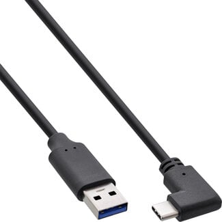 InLine InLine® USB 3.2-kabel, USB-C-stekker schuin naar A-stekker, zwart, 0,3 m