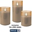 Goobay Set of 3 LED Real Wax Candles in Glass, Gold-Transparent, incl. 10x AAA (LR03)