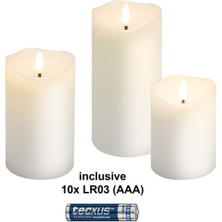 Goobay Goobay Set of 3 LED Real Wax Candles, white, incl. 10x AAA (LR03)