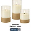 Goobay Set of 3 LED Real Wax Candles in Glass, White, Wrapped with Hemp, incl. 8x AA (LR6)