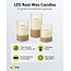 Goobay Set of 3 LED Real Wax Candles in Glass, White, Wrapped with Hemp, incl. 8x AA (LR6)