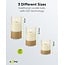 Goobay Set of 3 LED Real Wax Candles in Glass, White, Wrapped with Hemp, incl. 8x AA (LR6)