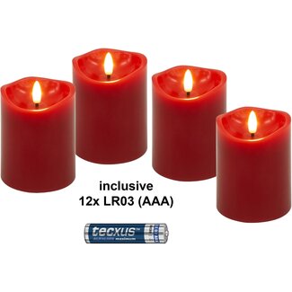 Goobay Goobay Set of 4 LED Real Wax Candles, red, incl. 12x AAA (LR03)