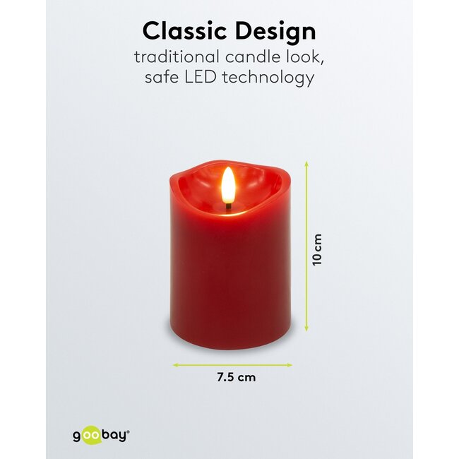 Goobay Set of 4 LED Real Wax Candles, red, incl. 12x AAA (LR03)