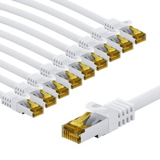 Goobay Goobay RJ45 Patch Cord CAT 6A S/FTP (PiMF), 500 MHz, with CAT 7 Raw Cable, 3 m, white, Set of 10