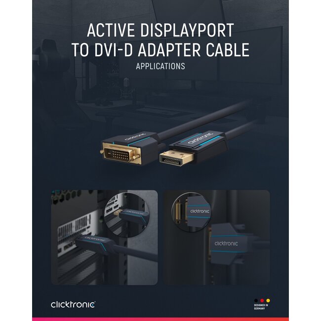 Clicktronic Active DisplayPort to DVI-D Adapter Cable 2 m