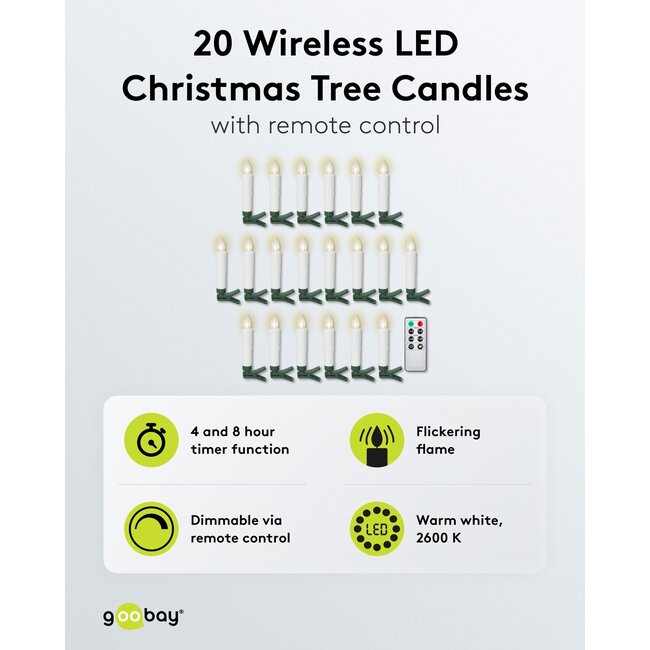 Goobay 20 Wireless LED Christmas Tree Candles incl. 20x AAA (LR03)