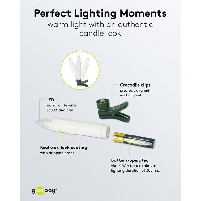 Goobay 20 Wireless LED Christmas Tree Candles incl. 20x AAA (LR03)