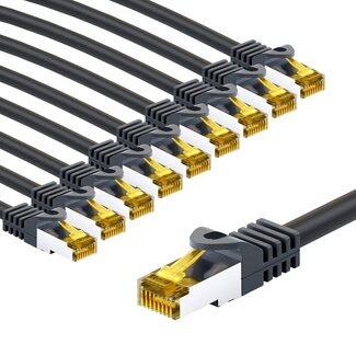 Goobay Goobay RJ45 Patch Cord CAT 6A S/FTP (PiMF), 500 MHz, with CAT 7 Raw Cable, 1 m, black, Set of 10