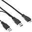 InLine® USB 3.2 Gen.1 Y-kabel, 2x A naar Micro B, zwart, 1,5m