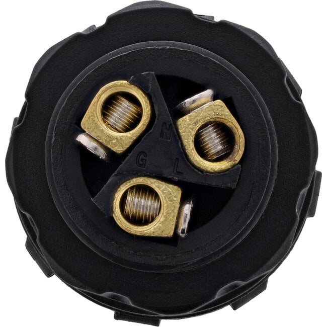InLine® Voedingskabel koppelaar, IP68, 3-polig, stekker/contactdoos, M20, zwart