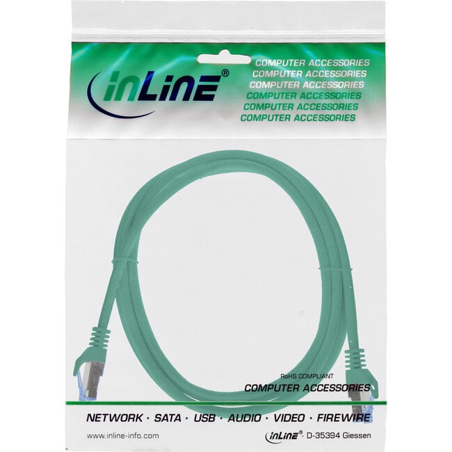 InLine® patchkabel, Cat.6A, S/FTP, TPE (LSZH), CCA, groen, 3m