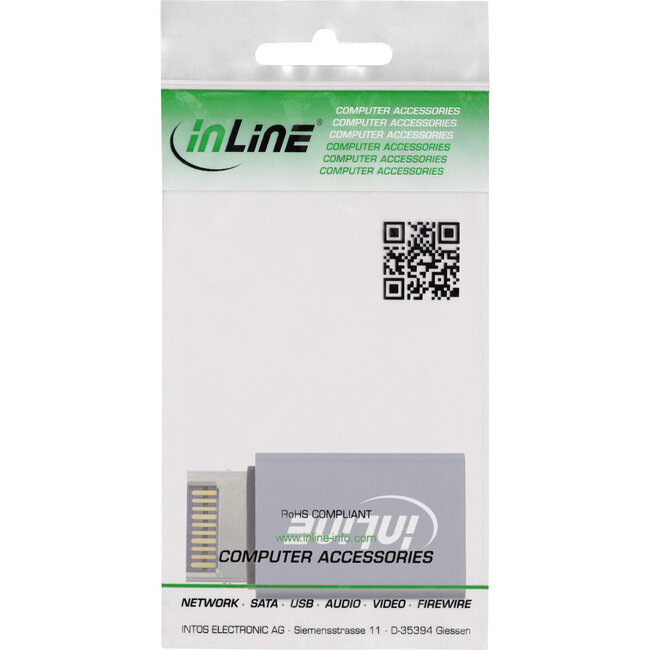 InLine® USB 3.2 adapter, interne USB-E frontpaneelplug naar USB-A female