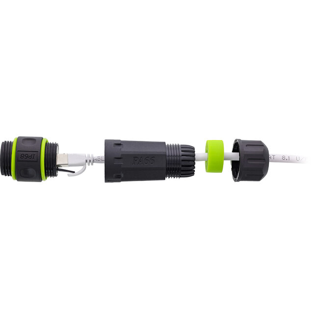 InLine® Patchkabel koppelaar Cat.6A, IP68, 2x RJ45, afgeschermd, M20