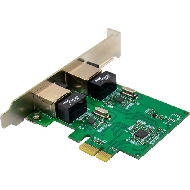 InLine® Dual Gigabit netwerkkaart, 2x RJ45 1Gb/s, PCIe x1, LP slot bracket